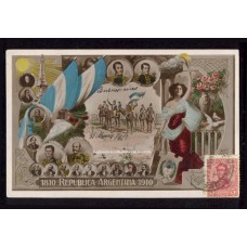 CENTENARIO 1810 - 1910 PATRIOTICA ANTIGUA TARJETA POSTAL BELGRANO